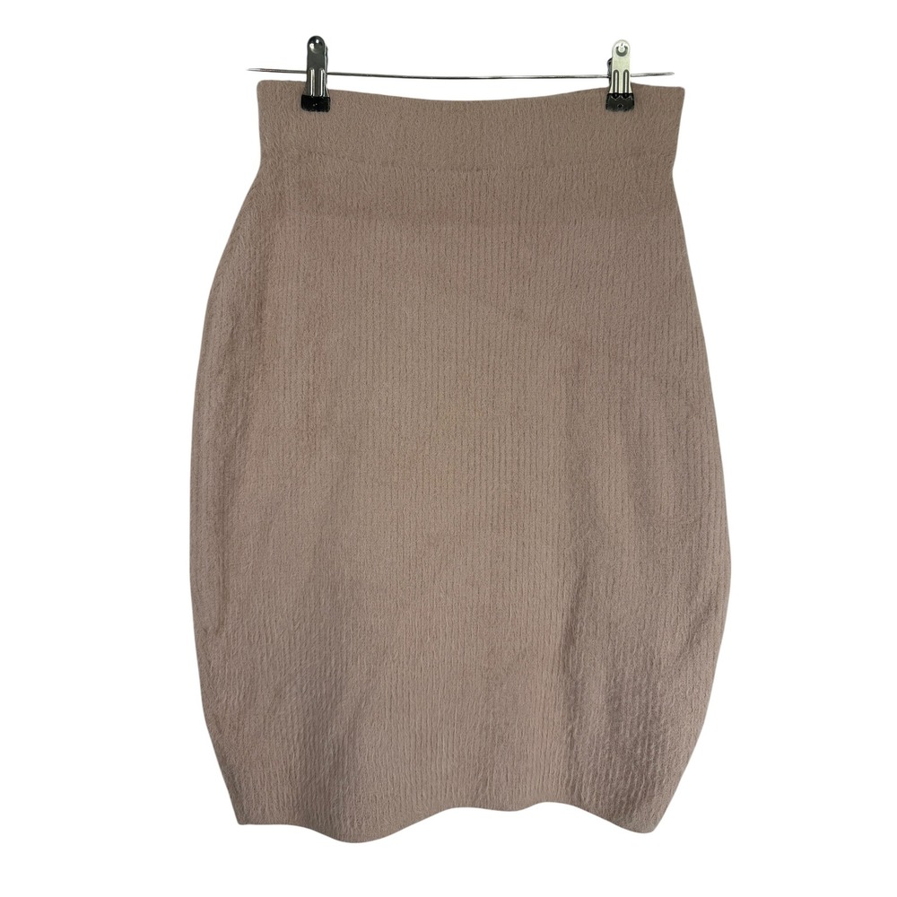 Express Women Pink Mauve Fuzzy Knit Pencil Skirt High Waist Size S